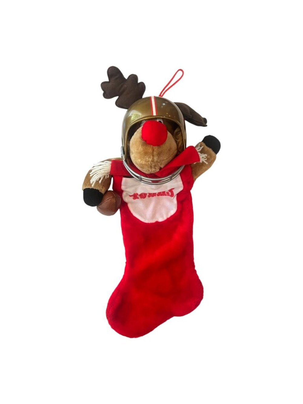 San Francisco 49ers Helmet Reindeer Christmas Stocking NFL Team Football 24" VTG
